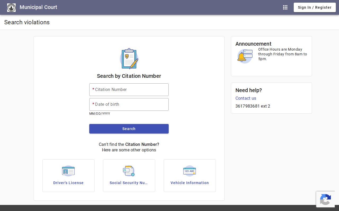 Official Hallettsville Municipal Court citation search options