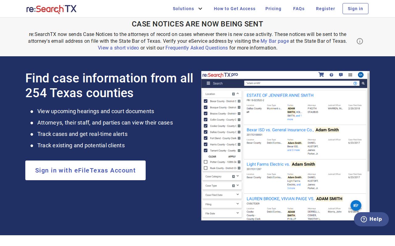 Lavaca County criminal court case search through re SearchTX