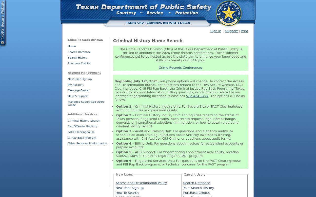Lavaca County criminal history Texas DPS conviction search