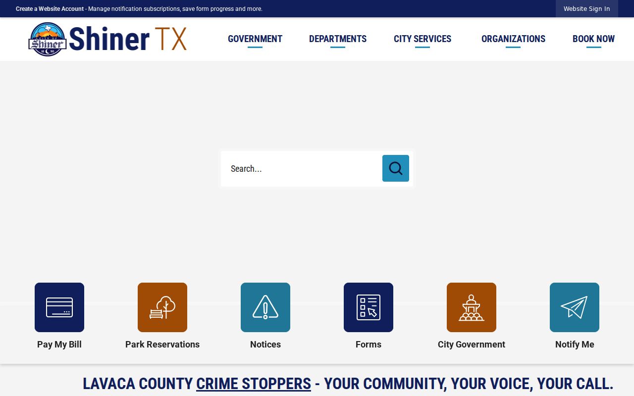 Official City of Shiner webpage with City Hall and police contacts